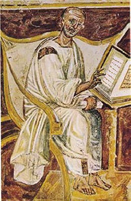 Ein sehr altes Fresko von Augustinus von Hippo.